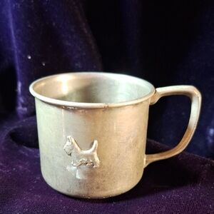 Vintage Silver Dog Motif Mug